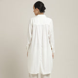 Sardaar Set Of 3 - Overlay, Slip Top & Barrel Leg Pants - Ecru & Pastel Pink