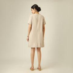 Elsie Front Pleat Dress - Greige
