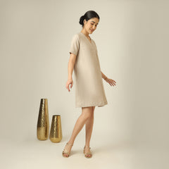 Elsie Front Pleat Dress - Greige
