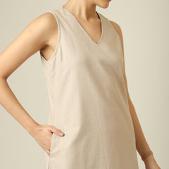 Mila Linen Maxi Dress - Greige