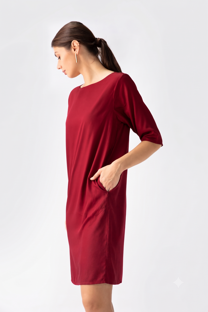 Sack Dress - Maroon