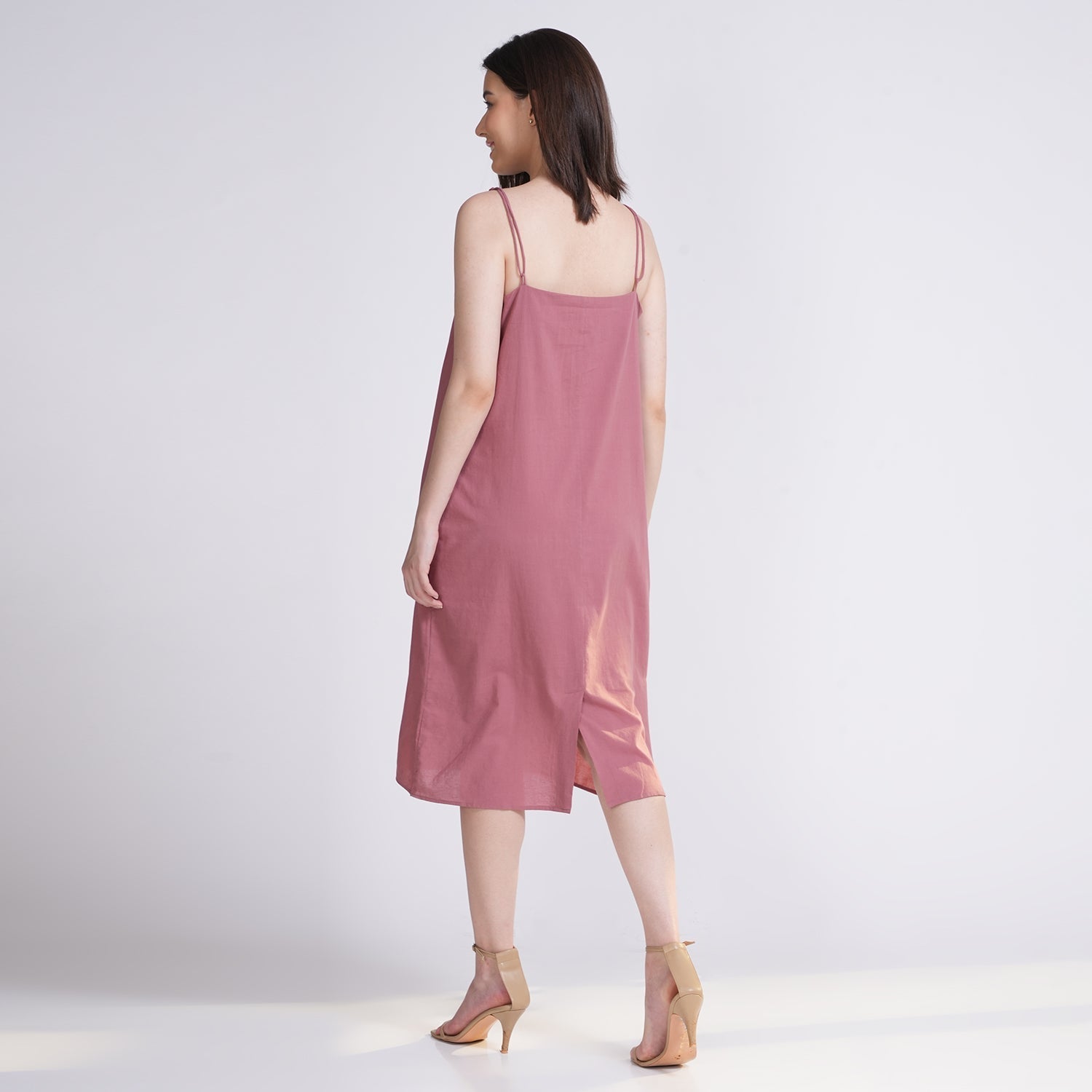 Dakota Set of 2 - Long Shirt & Slip Dress - Textured White & Dusty Pink