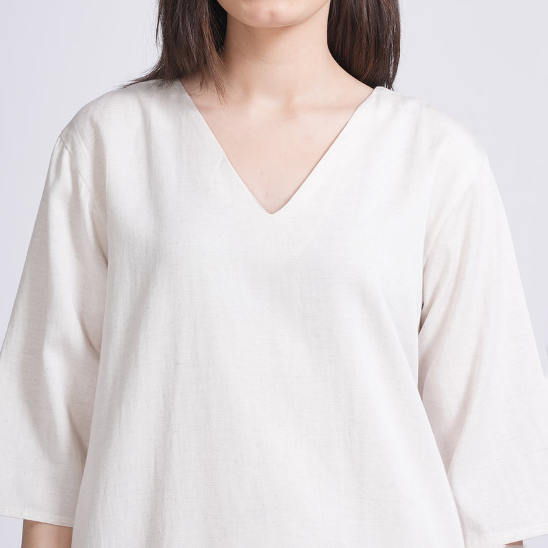 Sack V Dress - Ecru