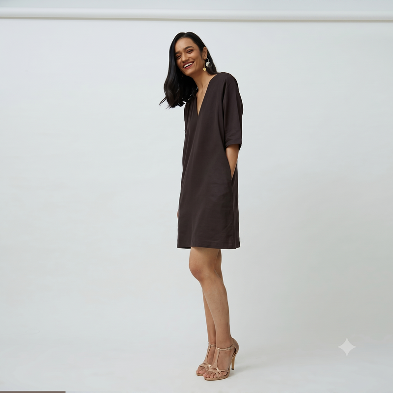 Sack V Dress - Coffee