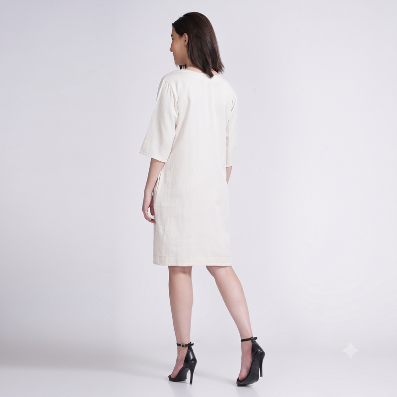 Sack V Dress - Ecru