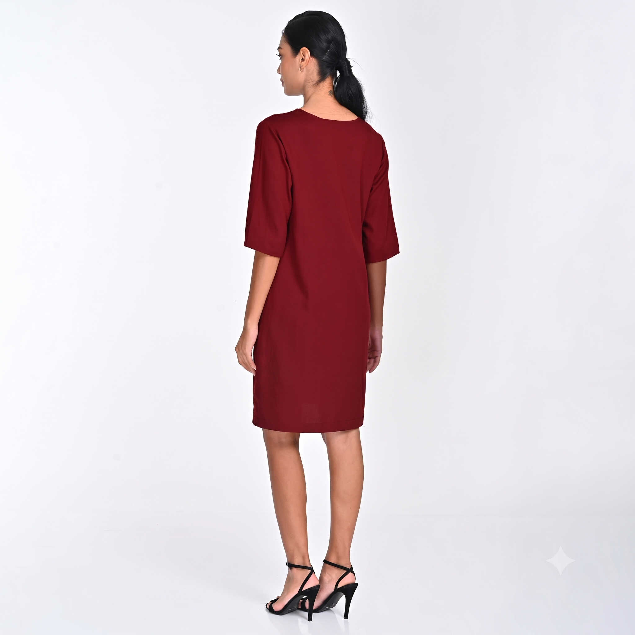 Sack V Dress - Maroon