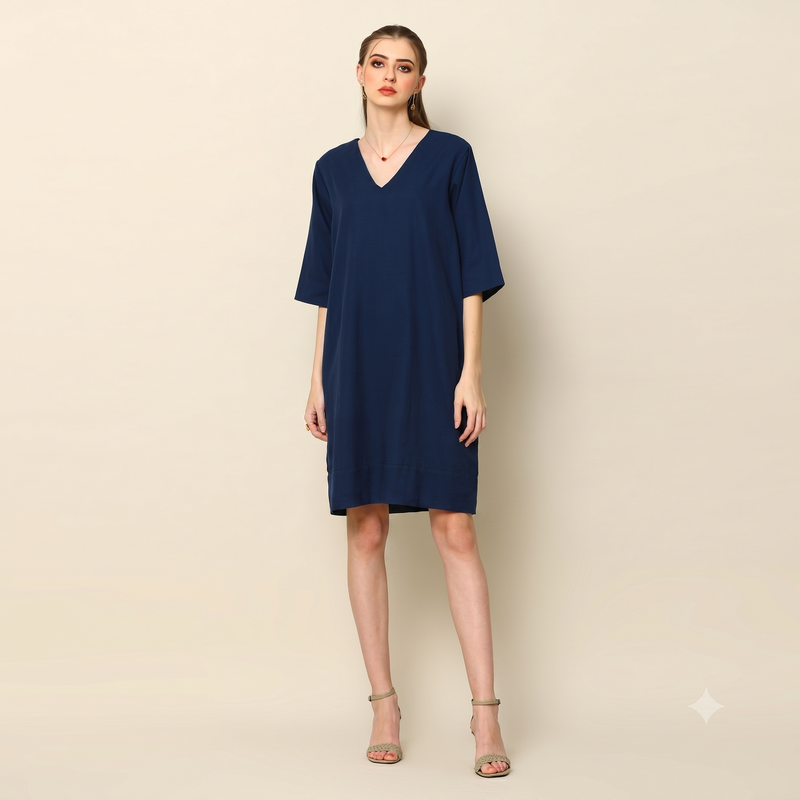 Sack V Dress - Indigo