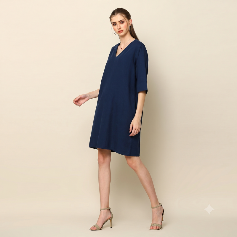 Sack V Dress - Indigo
