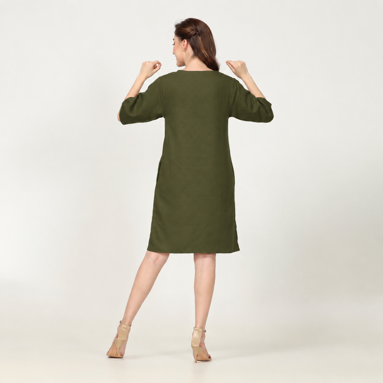 Sack V Dress - Olive Green