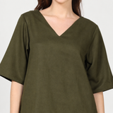Sack V Dress - Olive Green