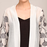 Juniper Overlay With Hand Embroidered Motif - Limited Edition - Pearl White Chanderi Silk