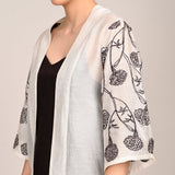 Juniper Overlay With Hand Embroidered Motif - Limited Edition - Pearl White Chanderi Silk