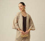 Juniper Overlay - Greige With Embroidery