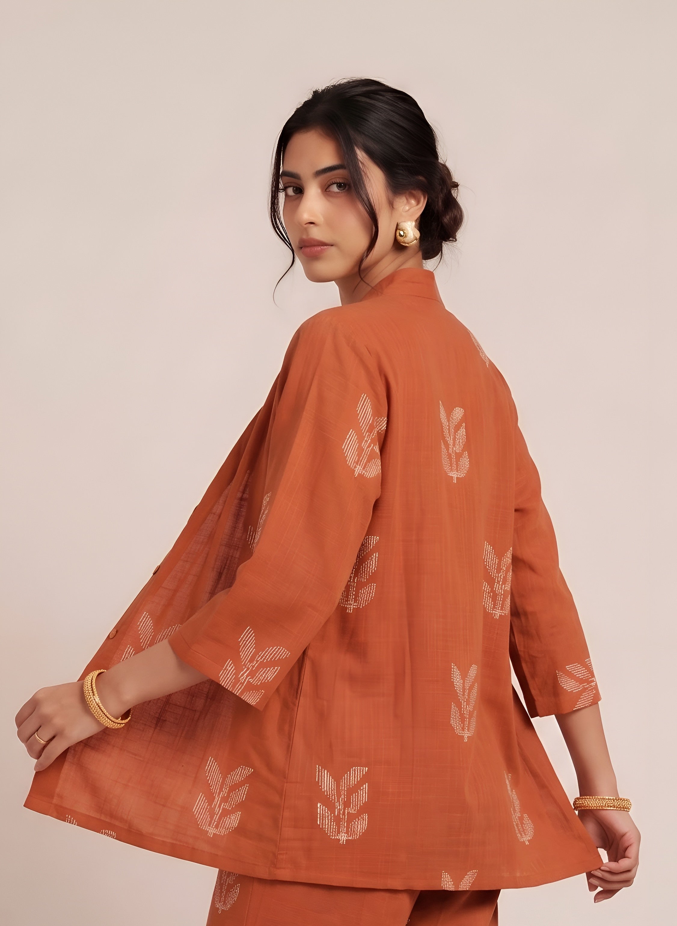 Juniper Overlay - Autumn Rust With Embroidery