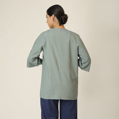 Juniper Set Of 3 - Overlay, Slip Top & Barrel Leg Pants - Agave Green & Navy Blue