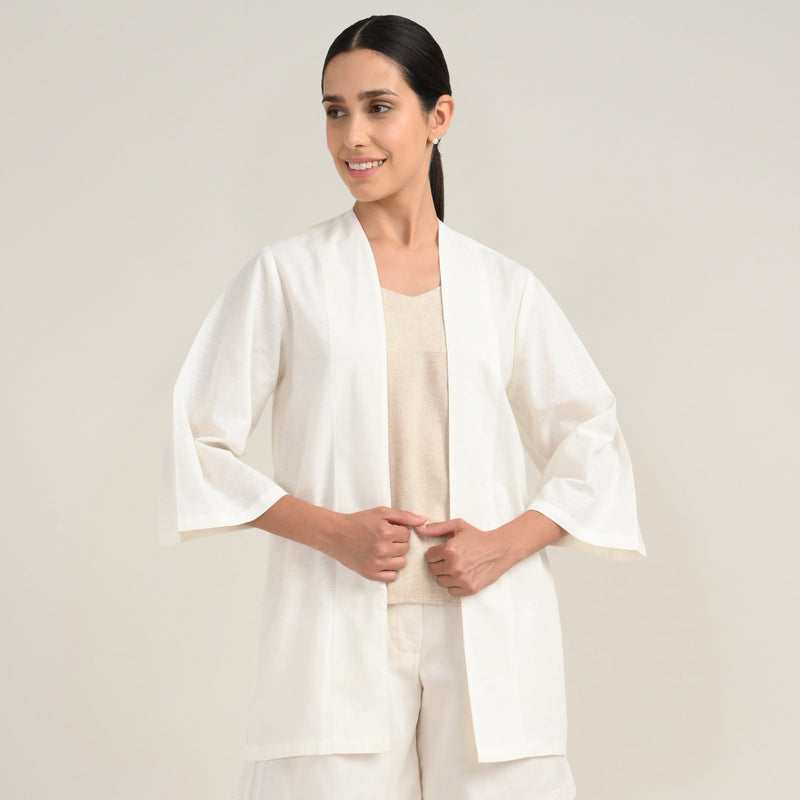 Juniper Set Of 3 - Overlay, Slip Top & Shorts - Ecru & Beige