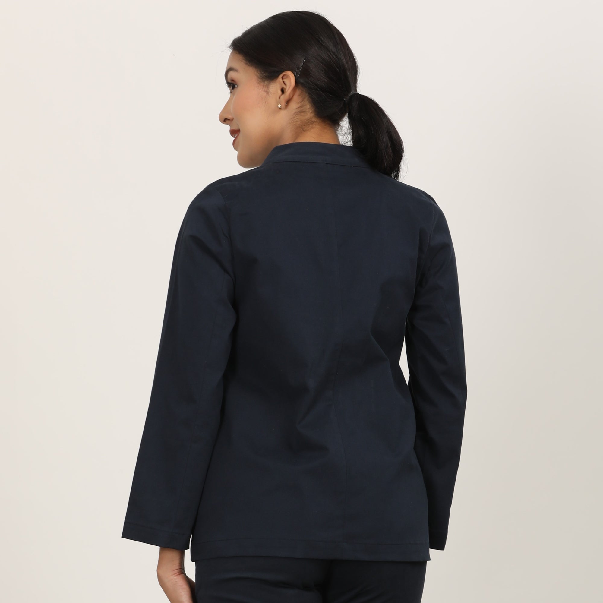 Aruku Stand Collar Blazer - Navy Blue