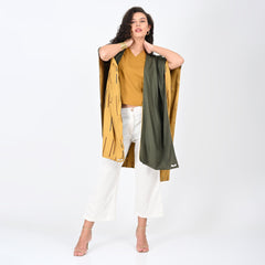 Esme Set Of 3 - Reversible Cape,Top & Pants - Mustard Cedar Print & Ecru - Limited Edition