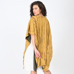 Reversible Cape - Mustard Cedar Print & Olive - Limited Edition