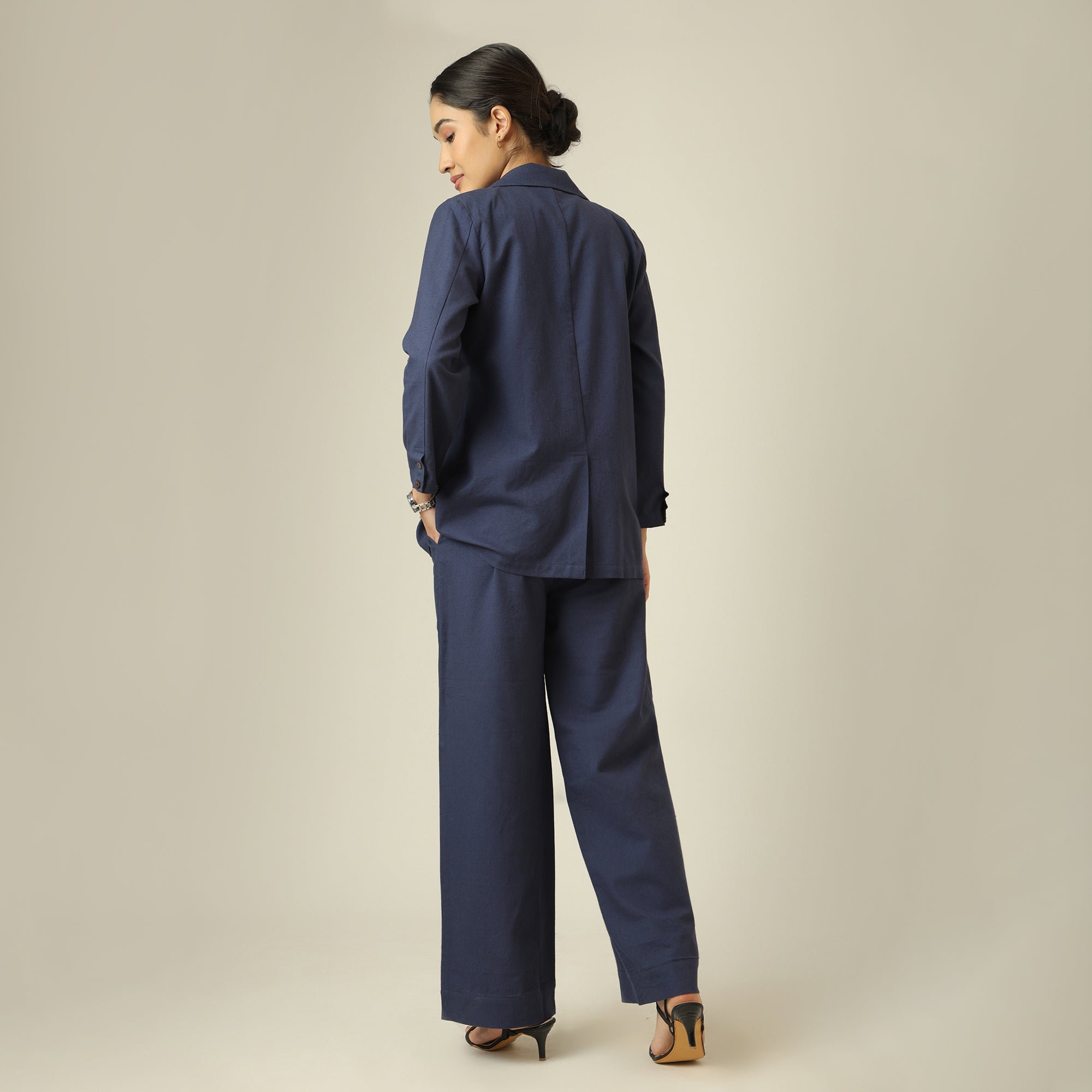 Bruna Linen Blazer - Navy Blue