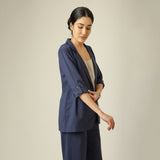 Bruna Linen Blazer - Navy Blue