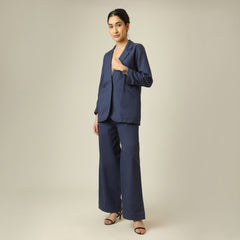 Bruna Linen 2 Piece Set Of Blazer & Pants - Navy