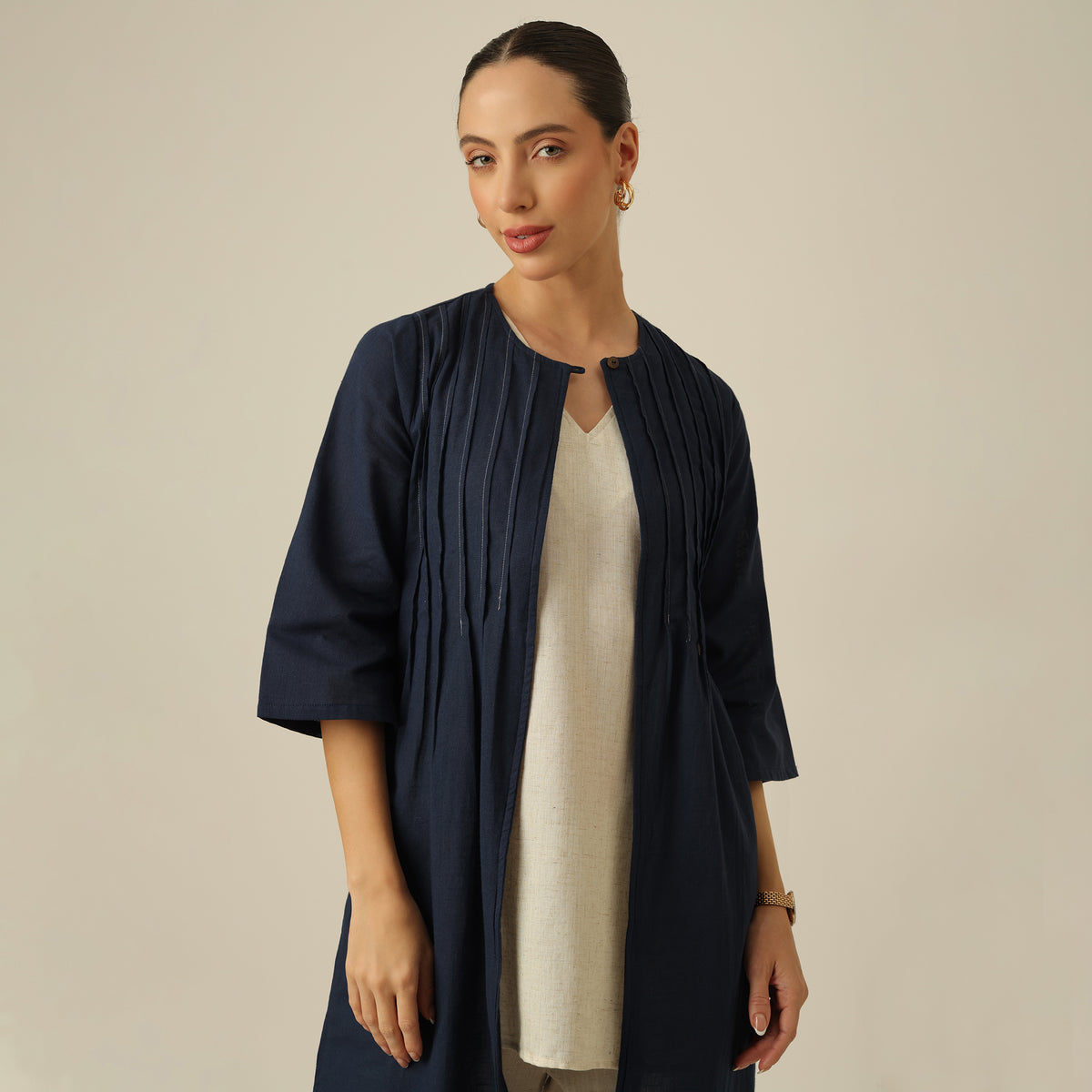 Willow Pintuck Overlay - Navy