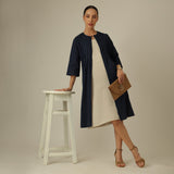 Willow Set Of 2 - Pintuck Overlay & Dress - Navy & Beige