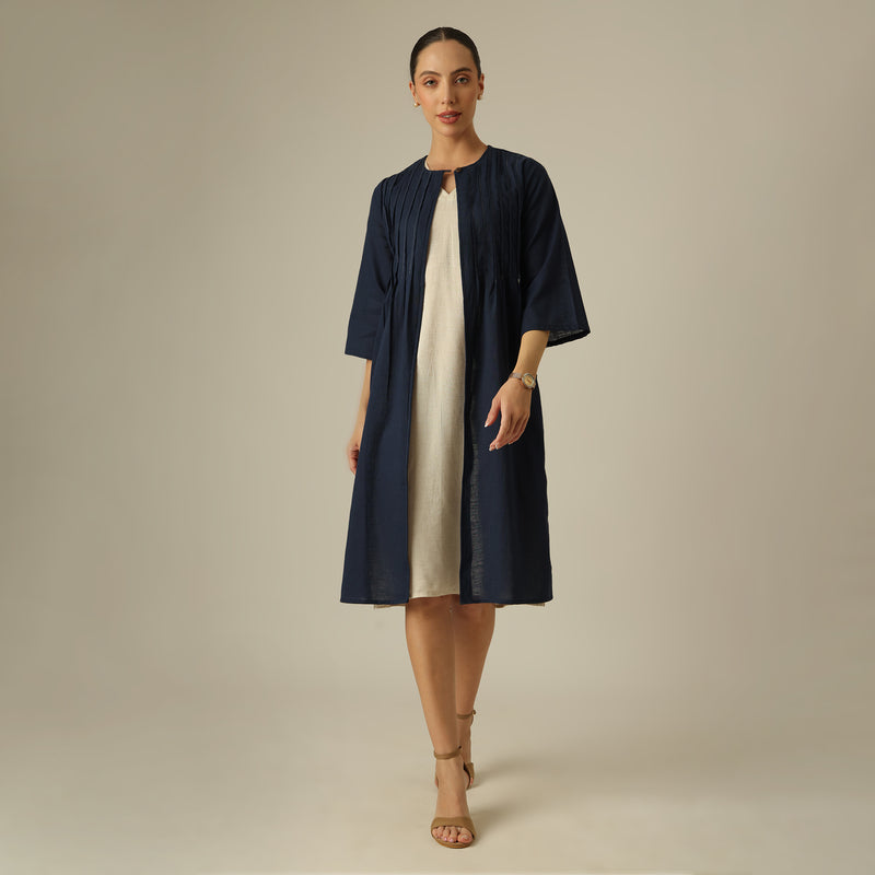 Willow Set Of 2 - Pintuck Overlay & Dress - Navy & Beige