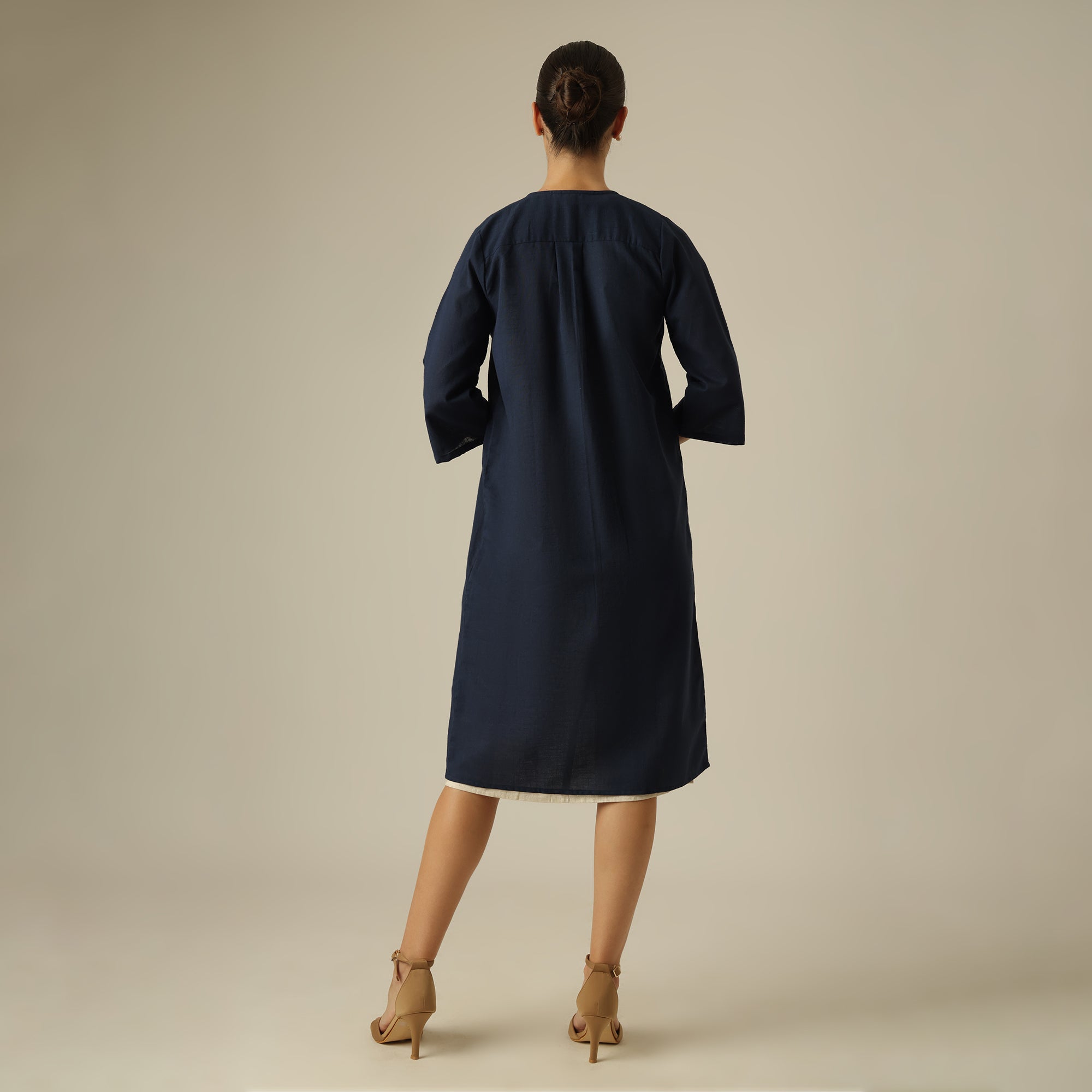 Willow Set Of 2 - Pintuck Overlay & Dress - Navy & Beige