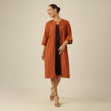 Willow Set Of 2 - Pintuck Overlay & Dress - Autumn Rust & Coffee Brown