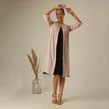 Willow Set Of 2 - Pintuck Overlay & Dress - Pink & Coffee Brown