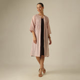 Willow Set Of 2 - Pintuck Overlay & Dress - Pink & Coffee Brown