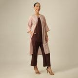 Willow Set of 3 - Overlay, Top & Pants - Pink & Coffee