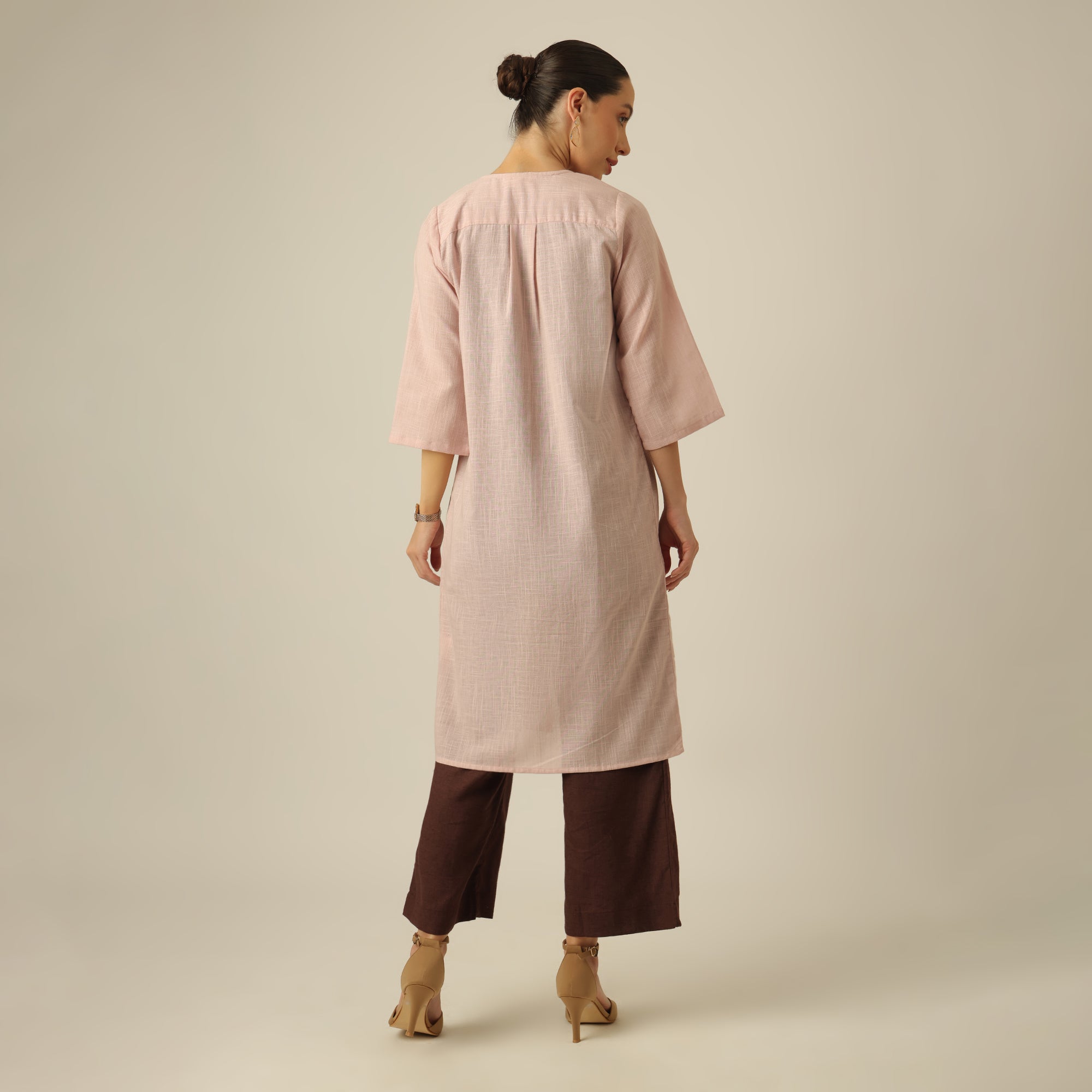 Willow Set of 3 - Overlay, Top & Pants - Pink & Coffee