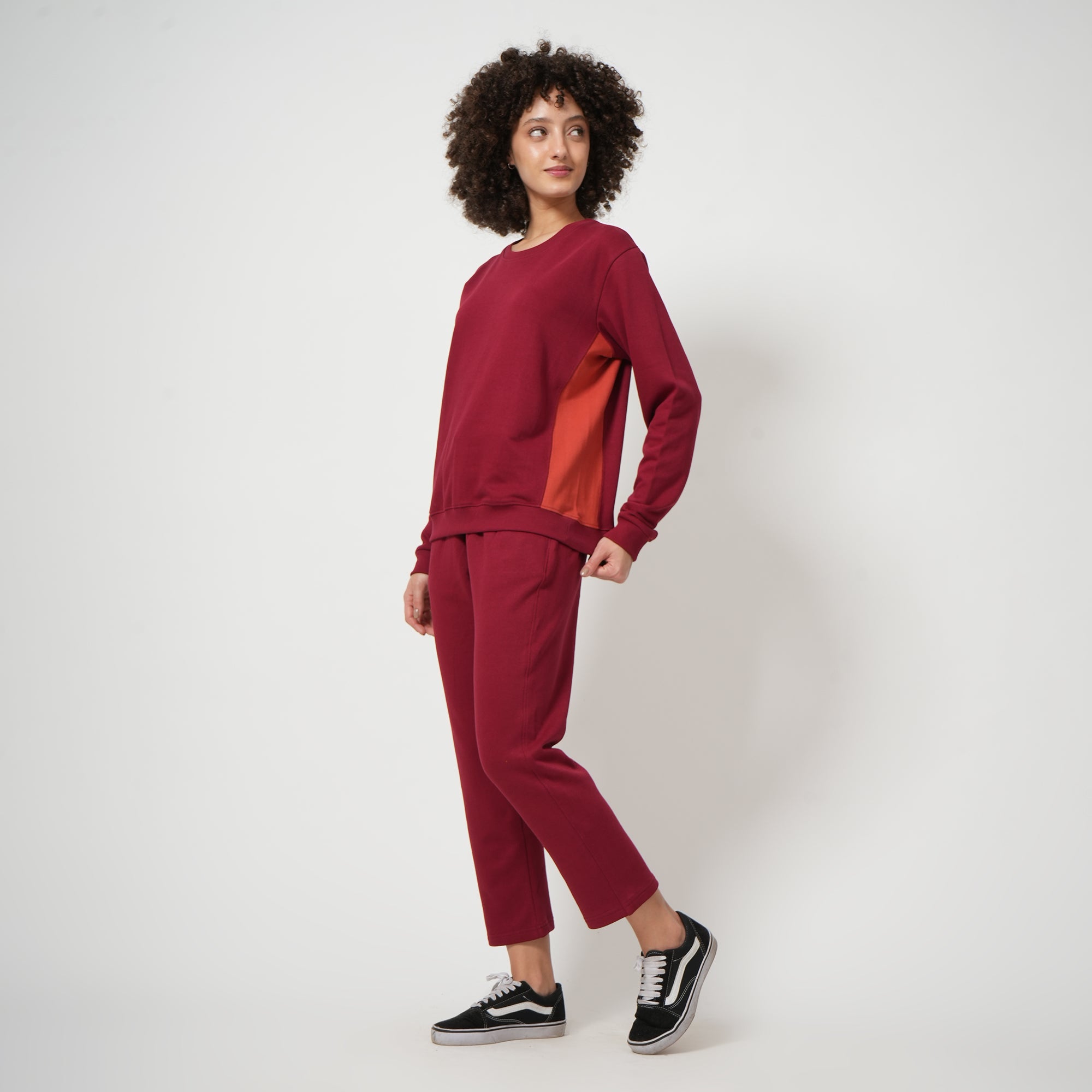 Color Block Transition Sweatshirt - Maroon