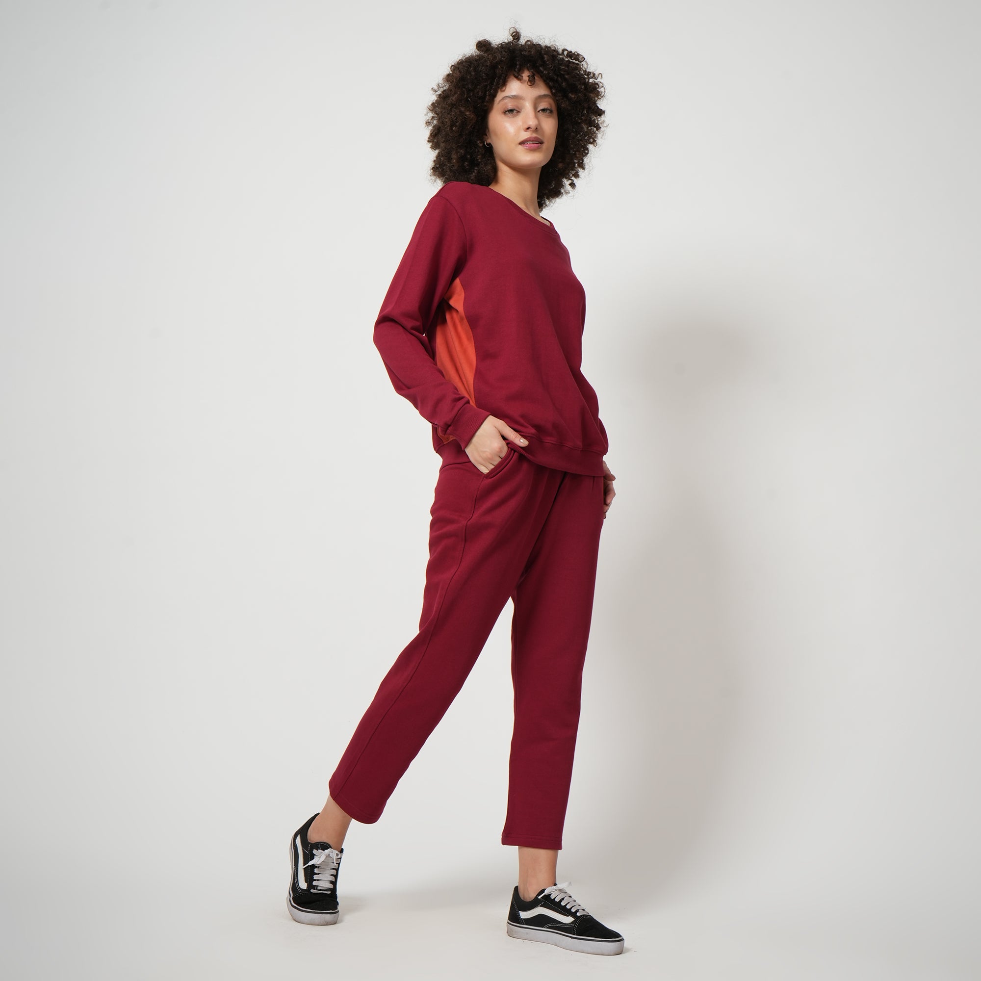 Color Block Transition Sweatshirt - Maroon