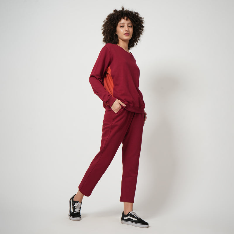 Color Block Transition Sweatshirt - Maroon