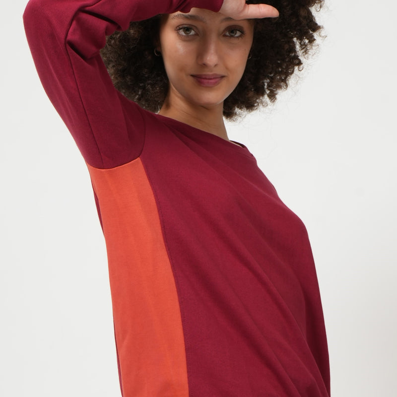 Color Block Transition Sweatshirt - Maroon