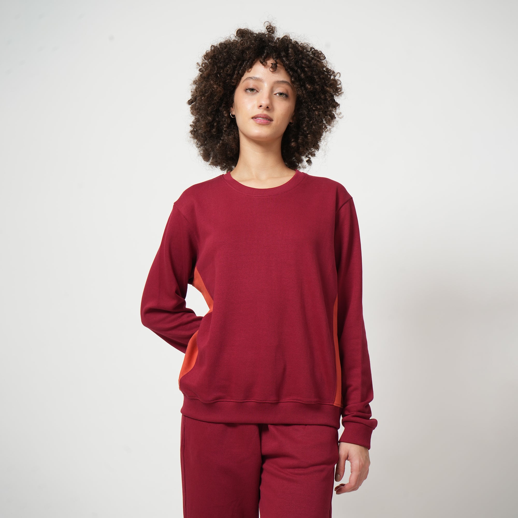 Color Block Transition Sweatshirt - Maroon