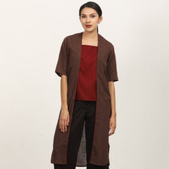 Ruth Set Of 3 - Overlay, Top & Pants - Coffee & Maroon