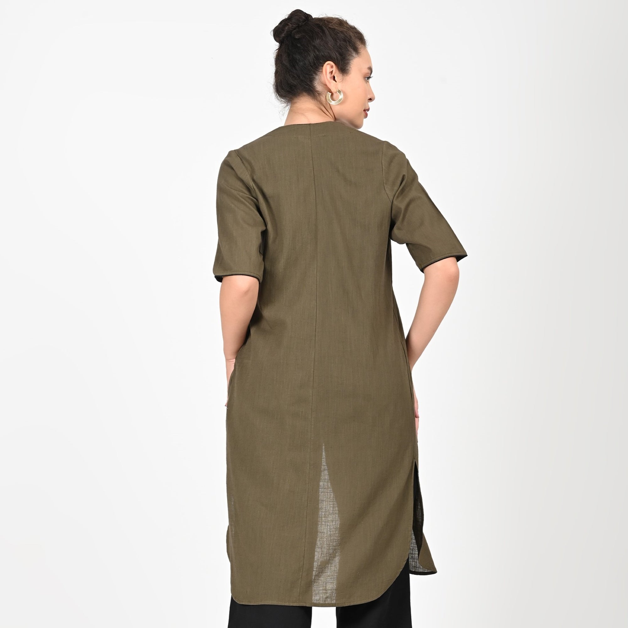 Ruth Set Of 3 - Overlay, Top & Pants - Olive & Black