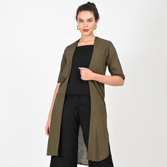 Ruth Set Of 3 - Overlay, Top & Pants - Olive & Black