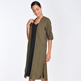 Long Overlay - Olive Green With Contrast Edging