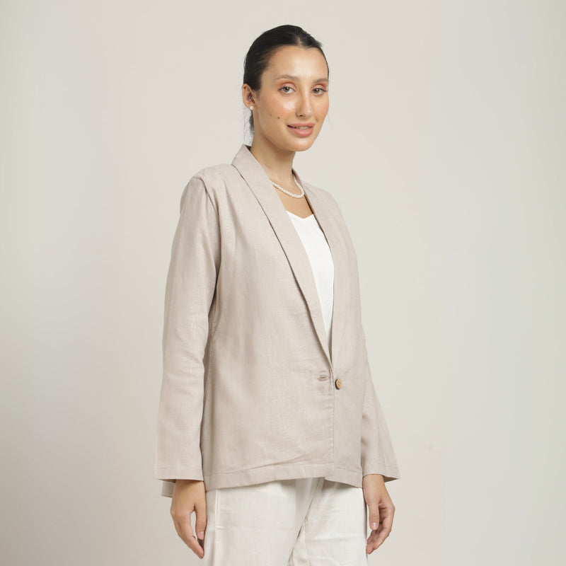 Donna Shawl Collar Blazer - Greige