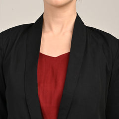 Donna Set of 3 - Long Shirt, Inner & Pants - Black & Maroon