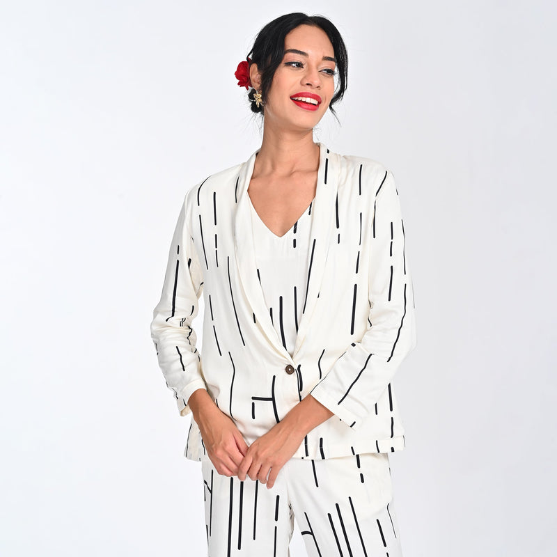 Donna Blazer - Ecru Cedar Print - Limited Edition