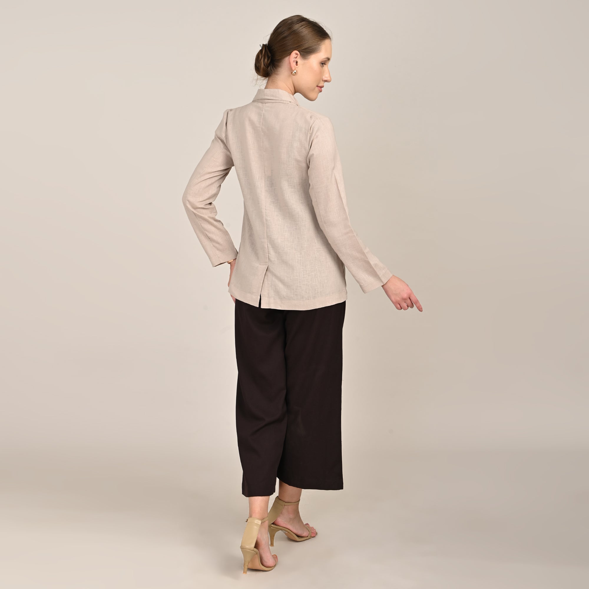 Donna Set of 3 - Long Shirt, Inner & Pants - Greige & Coffee