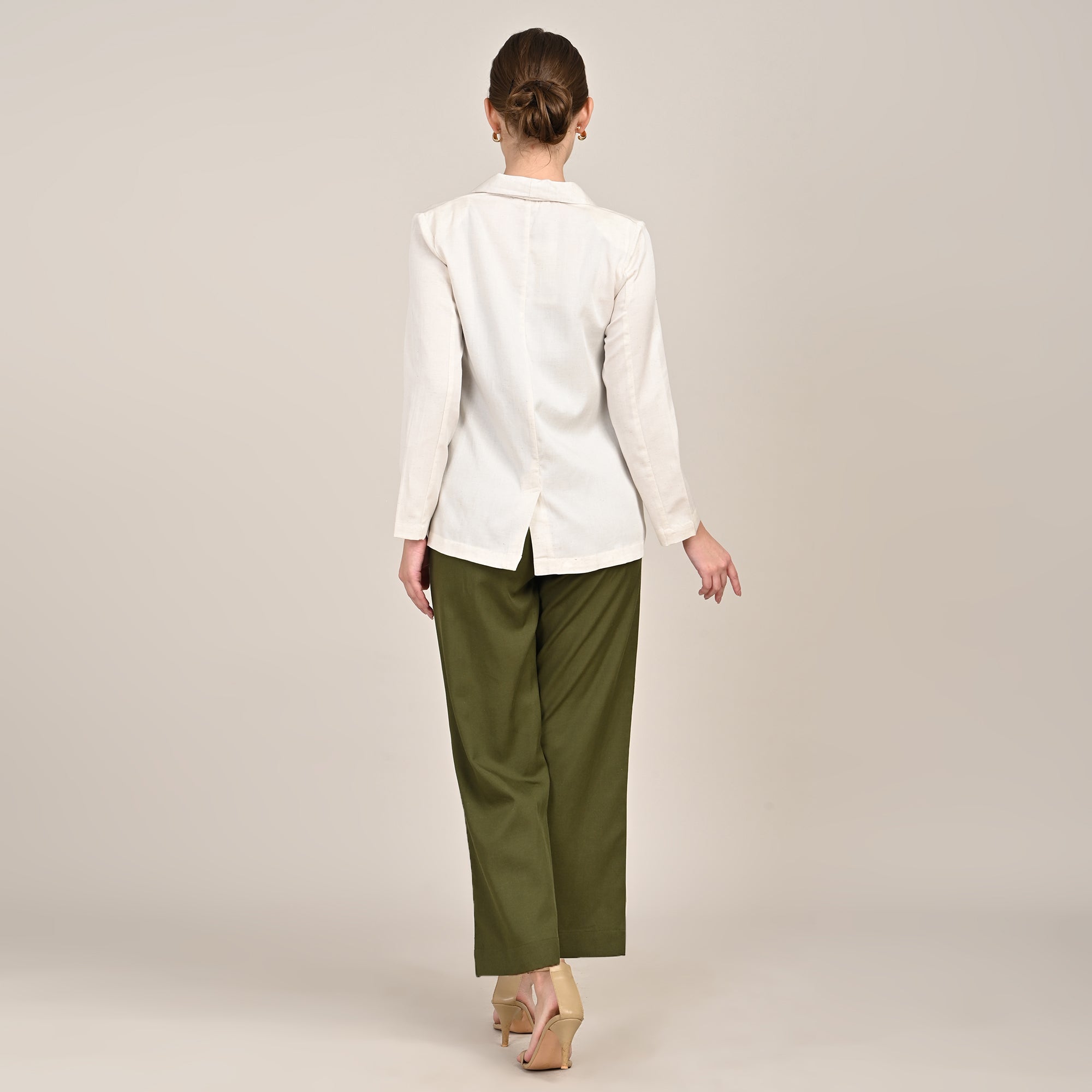 Donna Set of 3 - Long Shirt, Inner & Pants - Ecru & Olive