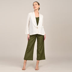 Donna Set of 3 - Long Shirt, Inner & Pants - Ecru & Olive